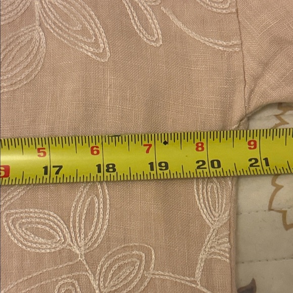 Elegant Floral Soft Pink Blouse 100% Linen #94 - Picture 7 of 8